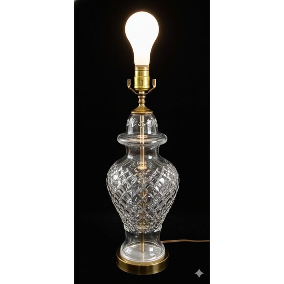 Waterford Other - Waterford Crystal & Brass Alana Diamond Cut Ginger Jar Table Lamp No Shade